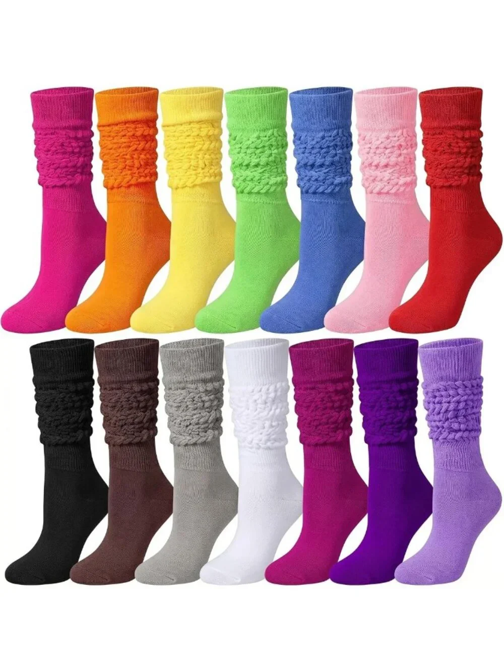 14 Pairs Colorful Slouchy Scrunch Socks for Women - Bright, Fun & Cozy Footwear